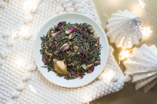 Thé vert Sencha de Noël en vrac et décorations