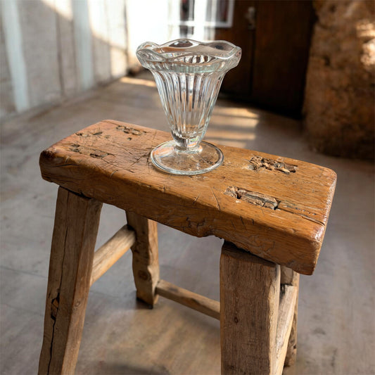 Coupe à glace en verre cannelé sur pied